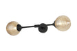 Bowles Ceiling/Wall Light Linear 2 Light IP44 Satin Black/Amber Ribbed Round Glass