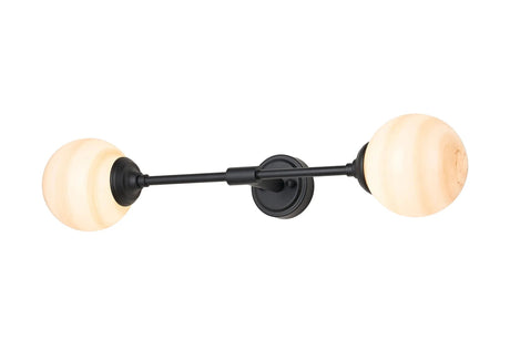 Bowles Ceiling/Wall Light Linear 2 Light IP44 Satin Black/Brown/White Round Marble Effect Glass