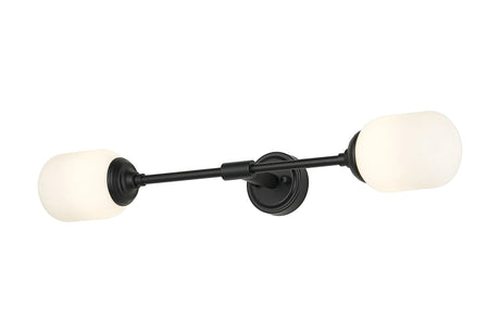 Bowles Ceiling/Wall Light Linear 2 Light IP44 Satin Black/Opal Smooth Tubular Glass