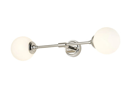 Bowles Ceiling/Wall Light Linear 2 Light IP44 Polished Nickel/Opal Smooth Round Glass