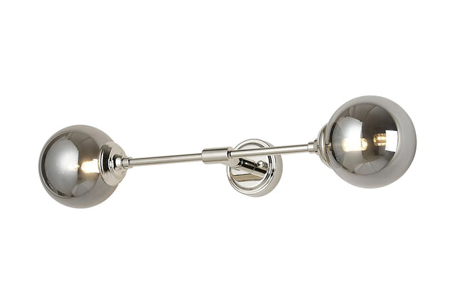 Bowles Ceiling/Wall Light Linear 2 Light IP44 Polished Nickel/Smoke Smooth Round Glass