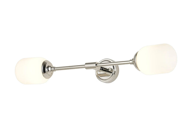 Bowles Ceiling/Wall Light Linear 2 Light IP44 Polished Nickel/Opal Smooth Tubular Glass