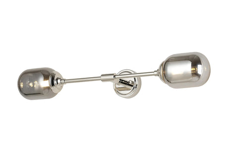 Bowles Ceiling/Wall Light Linear 2 Light IP44 Polished Nickel/Smoke Smooth Tubular Glass