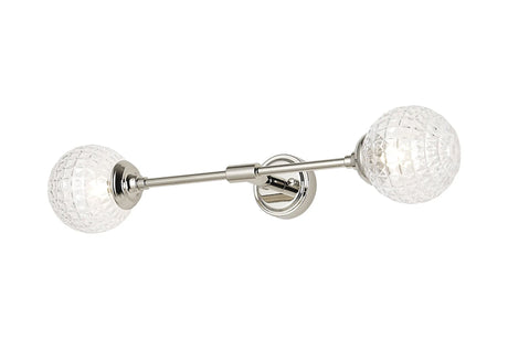 Bowles Ceiling/Wall Light Linear 2 Light IP44 Polished Nickel/Clear Cross Pattern Round Glass