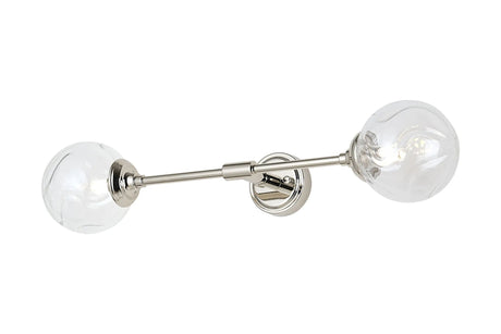 Bowles Ceiling/Wall Light Linear 2 Light IP44 Polished Nickel/Clear Waved Round Glass