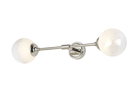 Bowles Ceiling/Wall Light Linear 2 Light IP44 Polished Nickel/White Two-Tone Snow Specks Round Glass