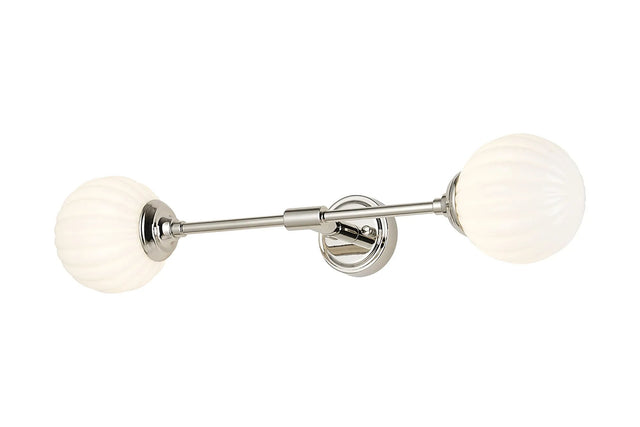 Bowles Ceiling/Wall Light Linear 2 Light IP44 Polished Nickel/Opal Round Segment Glass