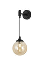 Bowles Adjustable Wall Light 1 Light IP44 Satin Black/Amber Smooth Round Glass