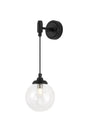 Bowles Adjustable Wall Light 1 Light IP44 Satin Black/Clear Smooth Round Glass