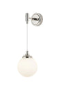Bowles Adjustable Wall Light 1 Light IP44 Polished Nickel/Opal Smooth Round Glass