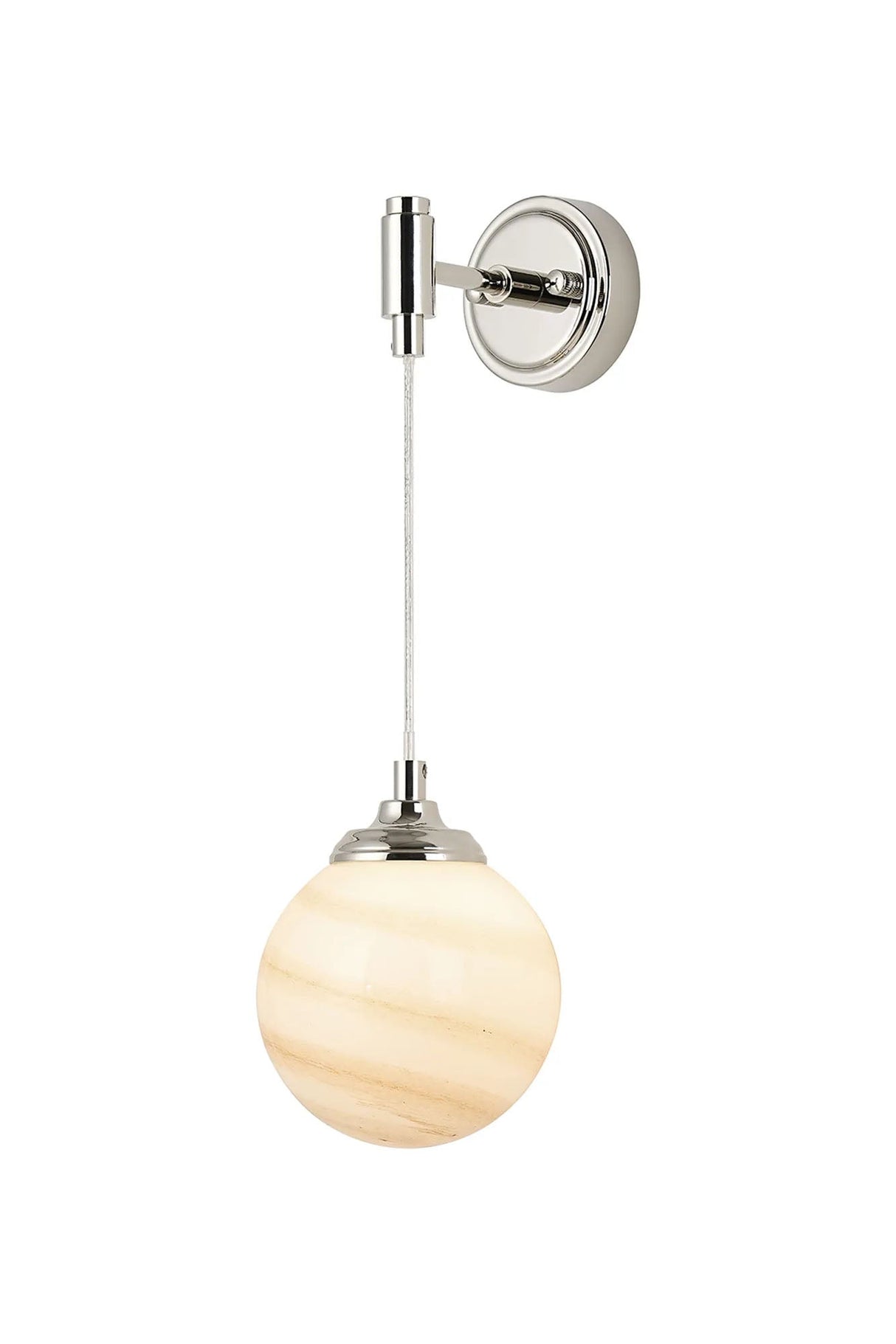 Bowles Adjustable Wall Light 1 Light IP44 Polished Nickel/Brown/White Round Marble Effect Glass