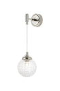 Bowles Adjustable Wall Light 1 Light IP44 Polished Nickel/Clear Cross Pattern Round Glass