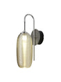 Brady Switched Wall Lamp, 6W LED, 4000K, Polished Chrome/Black With Champagne Glass