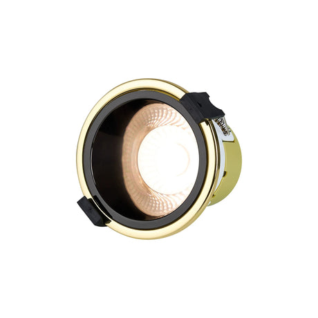 Brand, 5/8W, Triac Dimmable 4CCT LED Fire Rated Downlight, Black Chrome Inner & Gold Trim, Cut Out: 70mm, 800lm, 60° Deg, IP65, 5yrs Warranty