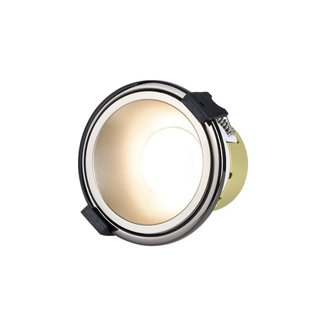 Brand, 5/8W, Triac Dimmable 4CCT LED Fire Rated Downlight, Satin Nickel Inner & Black Chrome Trim, Cut Out: 70mm, 800lm, 60° Deg, IP65, 5yrs Warranty