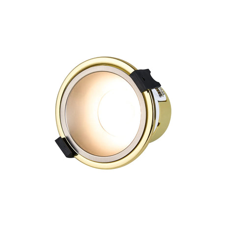 Brand, 5/8W, Triac Dimmable 4CCT LED Fire Rated Downlight, Satin Nickel Inner & Gold Trim, Cut Out: 70mm, 800lm, 60° Deg, IP65, 5yrs Warranty