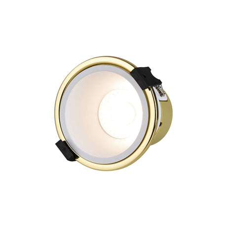 Brand, 5/8W, Triac Dimmable 4CCT LED Fire Rated Downlight, White Inner & Gold Trim, Cut Out: 70mm, 800lm, 60° Deg, IP65, 5yrs Warranty