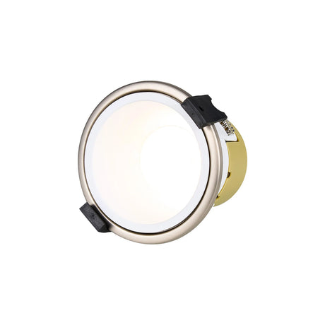 Brand, 5/8W, Triac Dimmable 4CCT LED Fire Rated Downlight, White Inner & Satin Nickel Trim, Cut Out: 70mm, 800lm, 60° Deg, IP65, 5yrs Warranty
