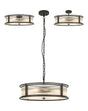 Brooking 65cm Round Flush/Semi Ceiling/Pendant Convertible, 8 x E14, Black/Clear Glass