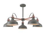 Brown Telescopic 5 Light, 5 x E27, Sand Grey/Copper/White
