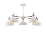 Brown Telescopic 5 Light, 5 x E27, Sand White/Satin Nickel/White