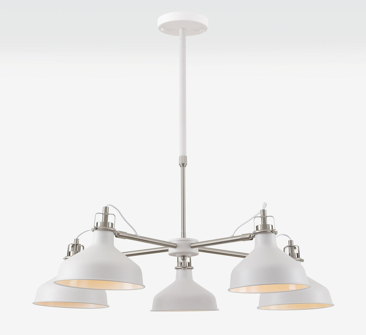 Brown Telescopic 5 Light, 5 x E27, Sand White/Satin Nickel/White