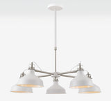 Brown Telescopic 5 Light, 5 x E27, Sand White/Satin Nickel/White