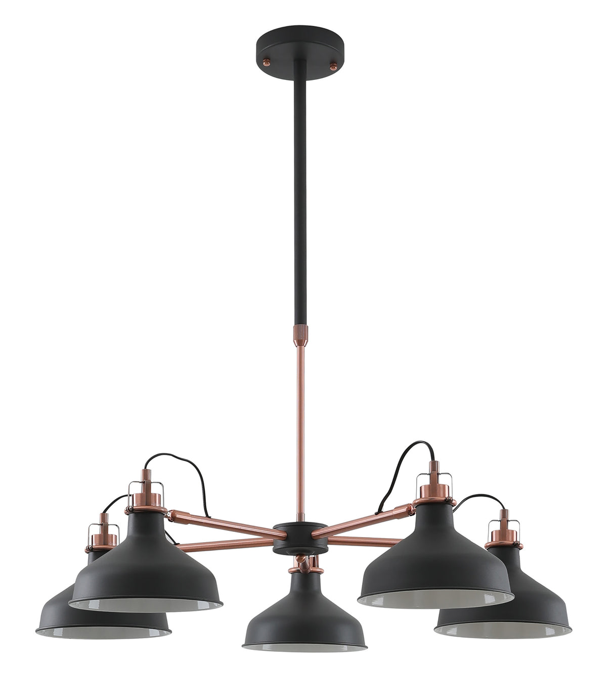 Brown Telescopic 5 Light, 5 x E27, Graphite/Copper/White