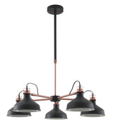 Brown Telescopic 5 Light, 5 x E27, Graphite/Copper/White