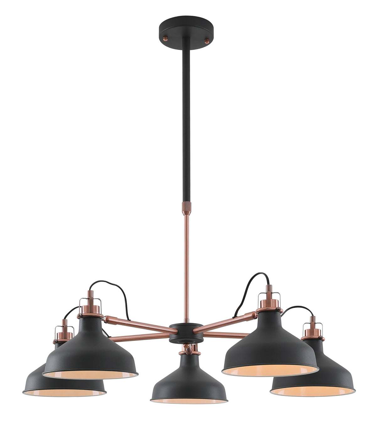 Brown Telescopic 5 Light, 5 x E27, Graphite/Copper/White