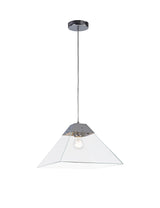 Buckley Square Pendant Large, 1 Light E27, Polished Chrome