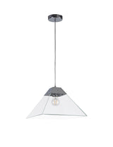 Buckley Square Pendant Large, 1 Light E27, Polished Chrome