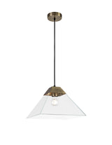 Buckley Square Pendant Large, 1 Light E27, Antique Brass