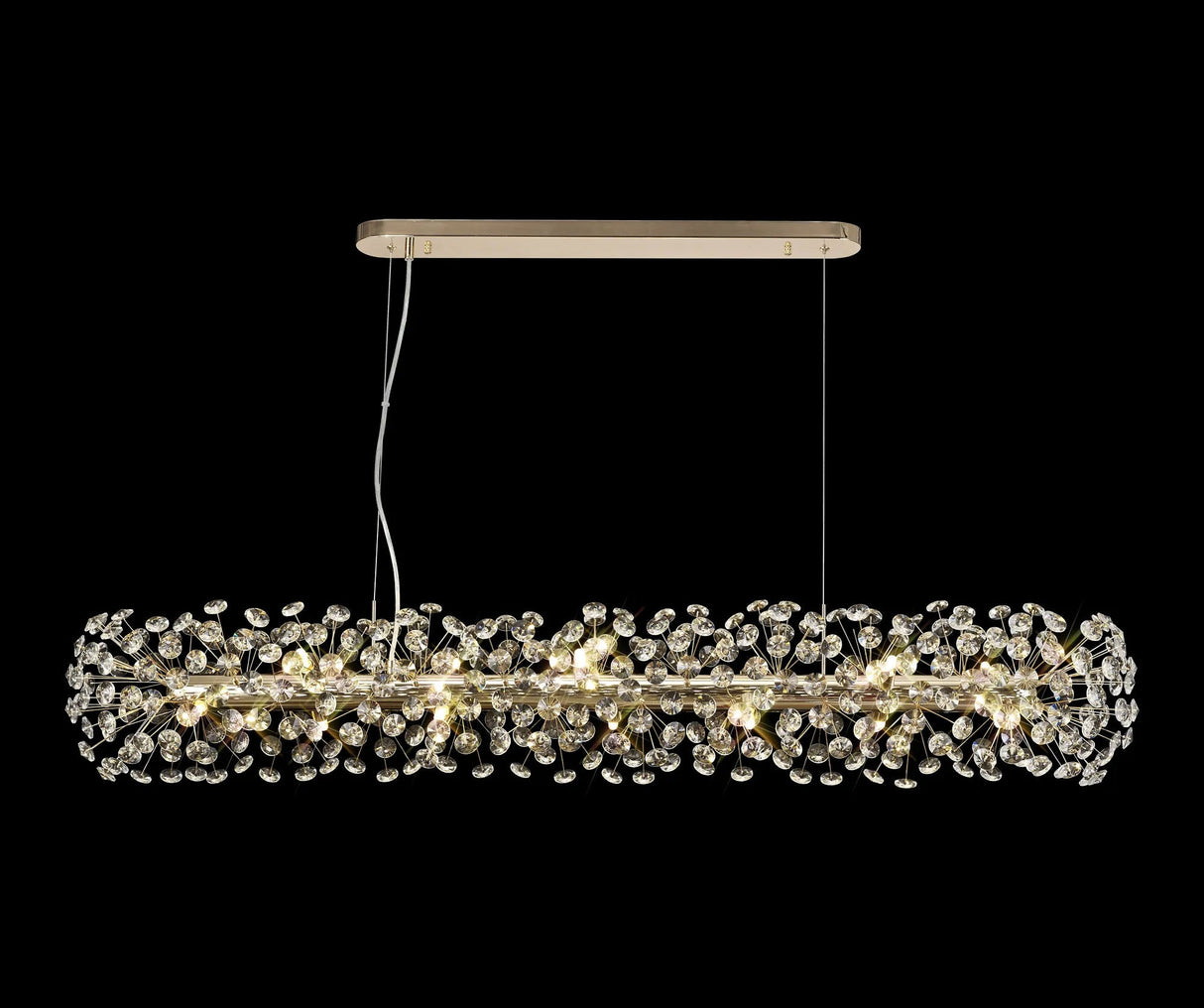 Byrne Oblong Linear Pendant 14 x G9 French Gold/Crystal