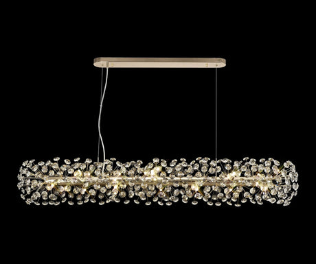Byrne Oblong Linear Pendant 14 x G9 French Gold/Crystal