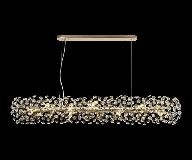 Byrne Oblong Linear Pendant 14 x G9 French Gold/Crystal