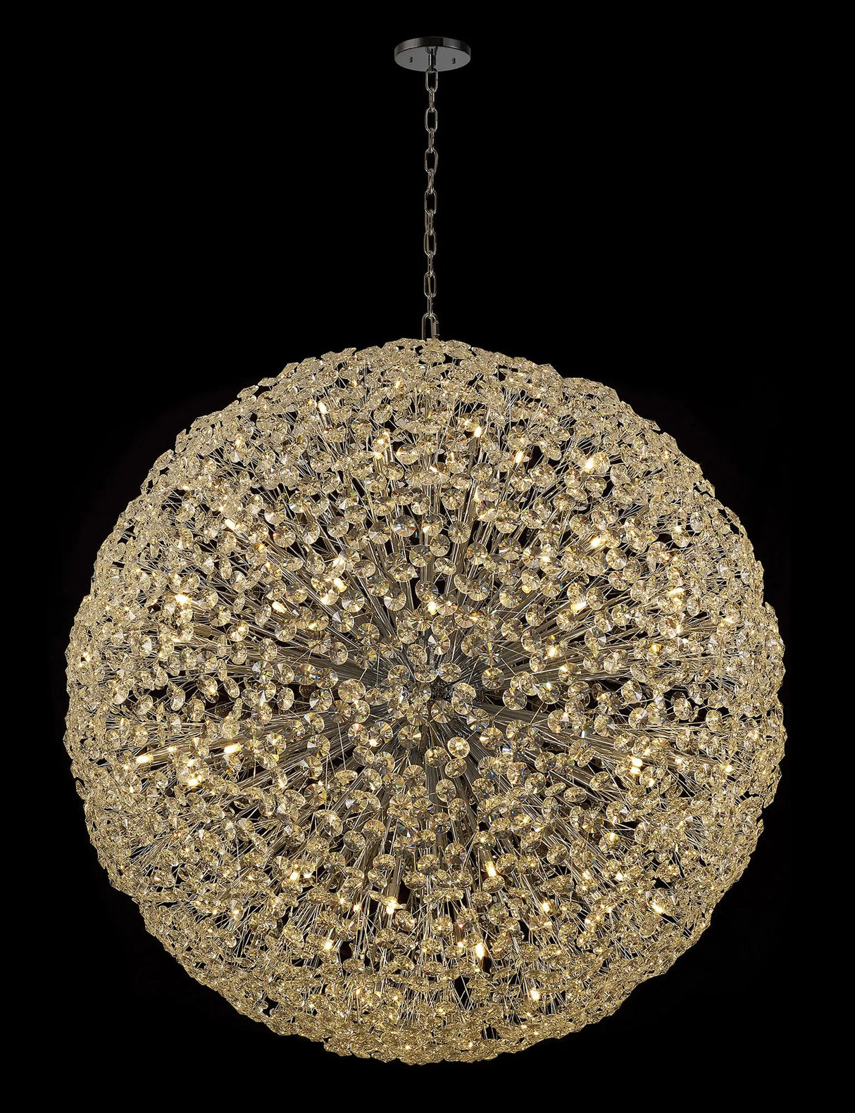 Byrne Pendant 1.5m Sphere 84 x G9 Polished Chrome/Crystal