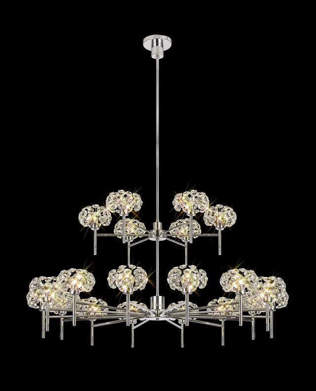 Byrne 20 x G9 2-Tier Telescopic Pendant With Polished Chrome/Crystal Shade