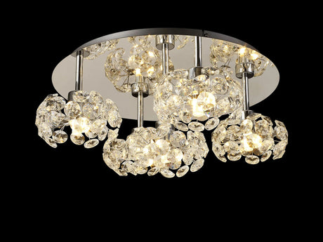 Byrne Round 5 x G9 Flush Light With Polished Chrome/Crystal Shade