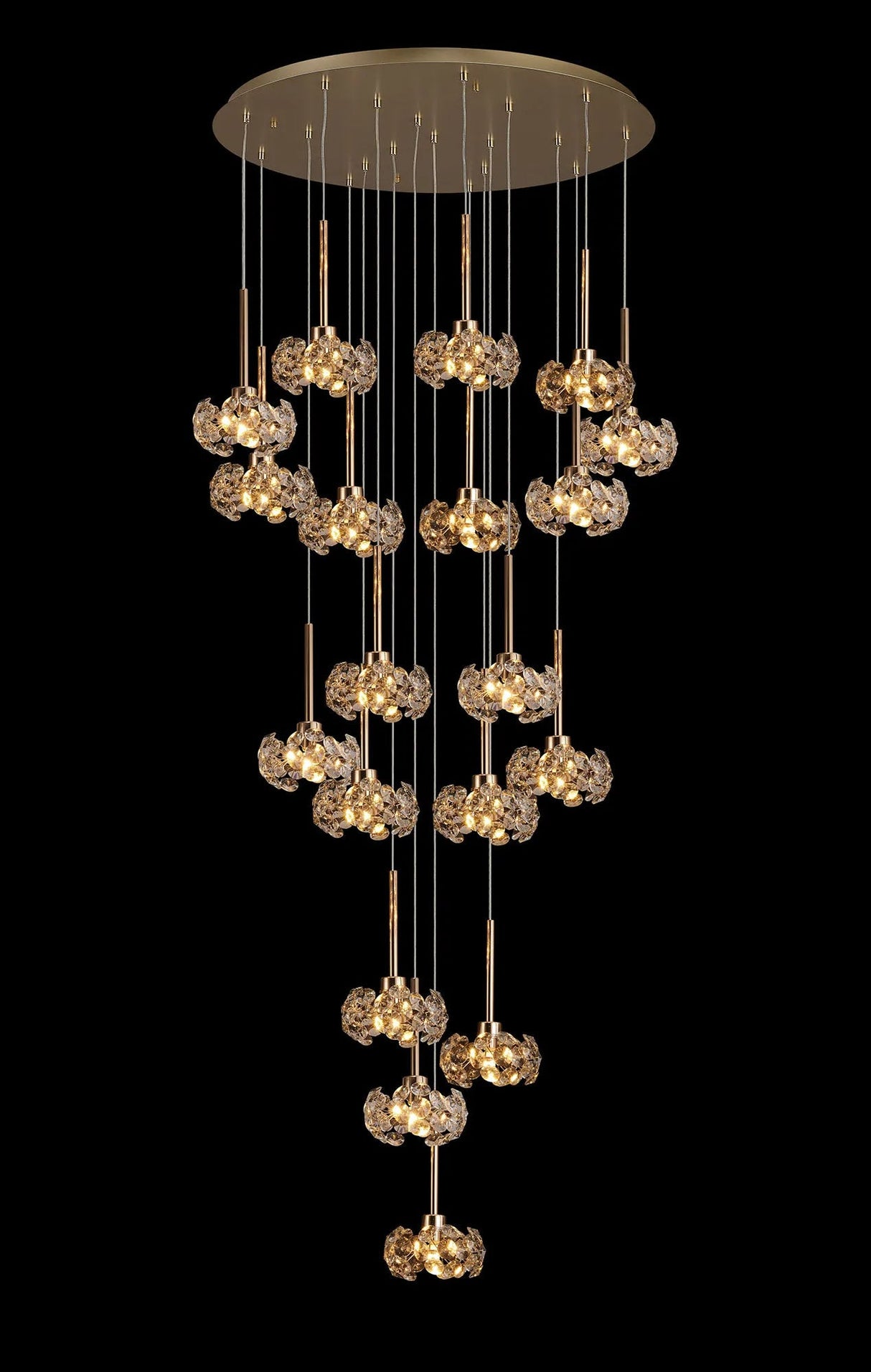 Byrne 19 x G9 3.5m Round Multiple Pendant With French Gold/Crystal Shade