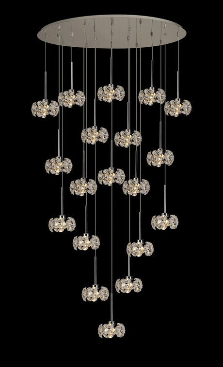 Byrne 97x57cm 19 x G9 3.5m Oval Multiple Pendant With Polished Chrome/Crystal Shade