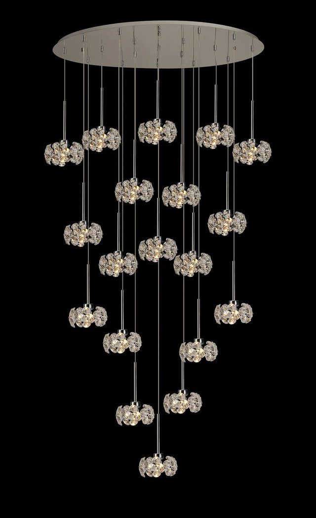 Byrne 97x57cm 19 x G9 3.5m Oval Multiple Pendant With Polished Chrome/Crystal Shade