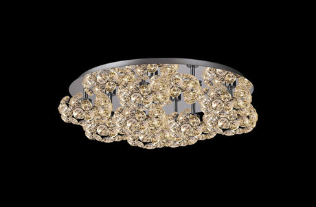 Byrne Polished Chrome Round 9 x G9 Flush Light Chrome/Clear Crystal Shade