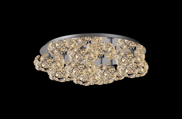 Byrne Polished Chrome Round 9 x G9 Flush Light Chrome/Clear Crystal Shade