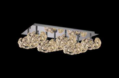 Byrne Polished Chrome Rectangle 8 x G9 Flush Light Chrome/Clear Crystal Shade