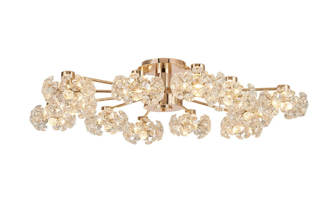 Byrne French Gold 12 x G9 Flush Light French Gold & Crystal Shade