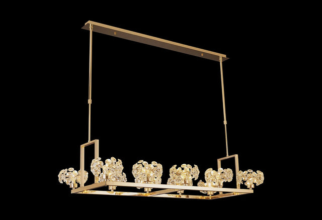 Byrne French Gold 10 Light Rectangle G9 Telescopic Light French Gold & Crystal Shade