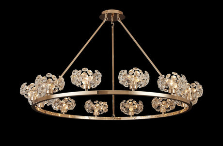 Byrne French Gold 12 Light Round G9 Telescopic Light French Gold & Crystal Shade