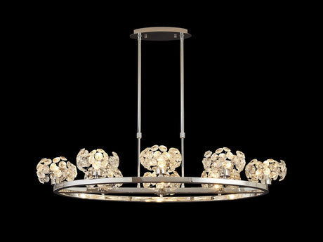 Byrne Polished Chrome 8 Light Oval G9 Telescopic Light Polished Chrome & Crystal Shade