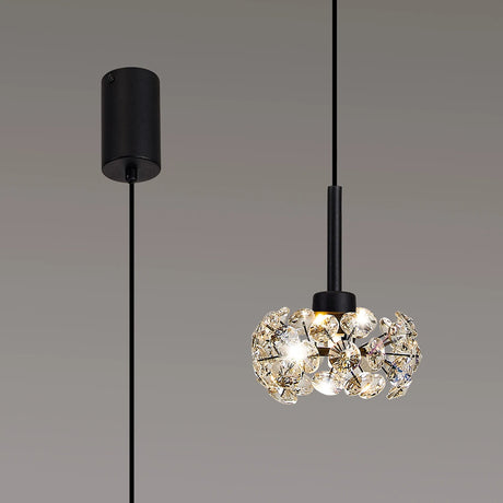 Byrne 1 x G9 2m Single Pendant With Satin Black/Crystal Shade